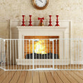 115 Inch Length 5 Panel Adjustable Wide Fireplace Fence-White - White - Pet Gate