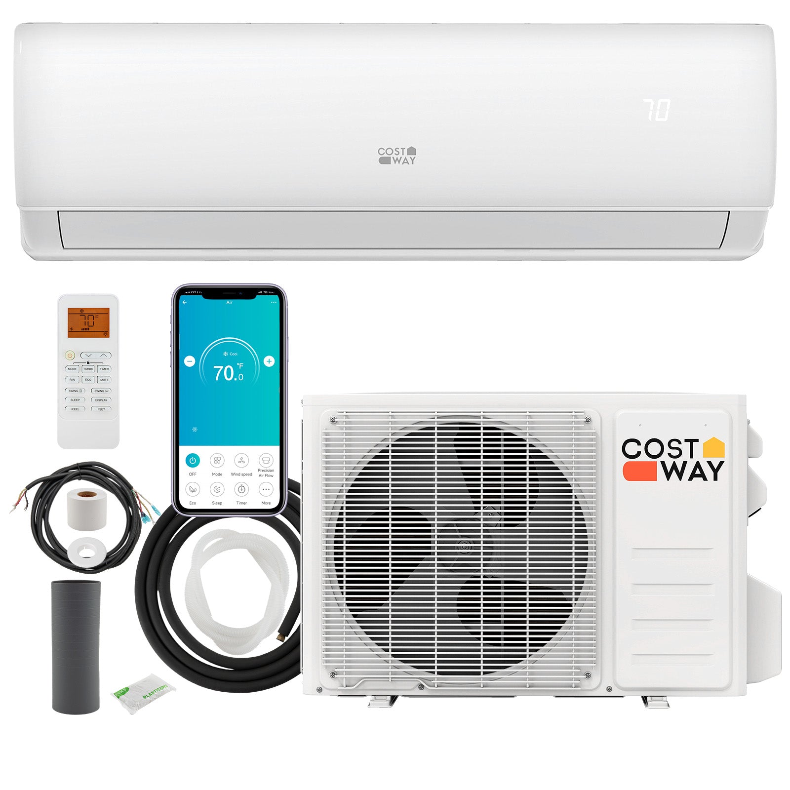 EchoCool Series''‹''‹ 11500 BTU 115V Mini Split Air Conditioner and Heater Pump System Wifi Enabled