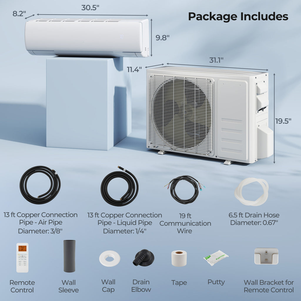 EchoCool Series''‹''‹ 11500 BTU 115V Mini Split Air Conditioner and Heater Pump System Wifi Enabled