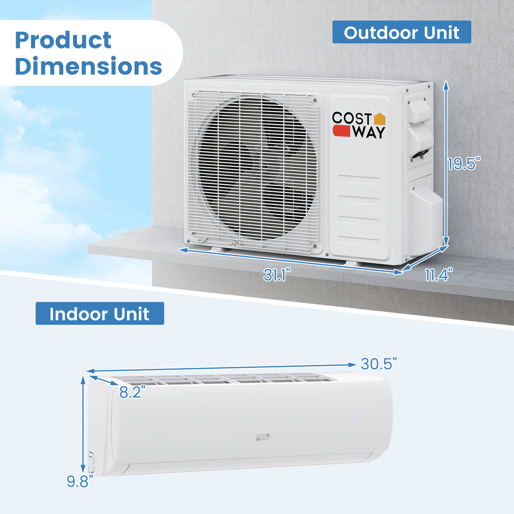 EchoCool Series''‹''‹ 11500 BTU 115V Mini Split Air Conditioner and Heater Pump System Wifi Enabled