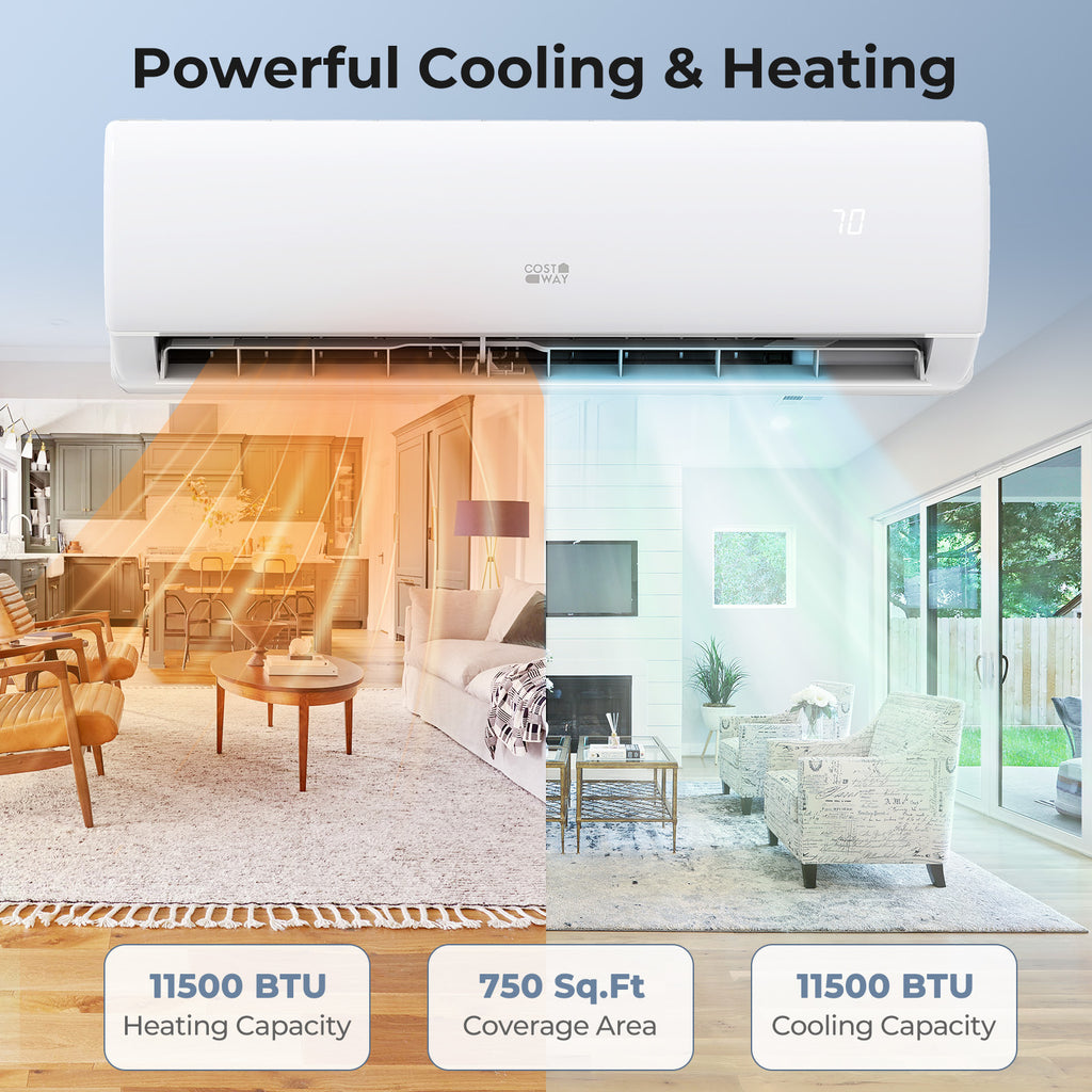 EchoCool Series''‹''‹ 11500 BTU 208/230V Mini Split Air Conditioner and Heater Pump System