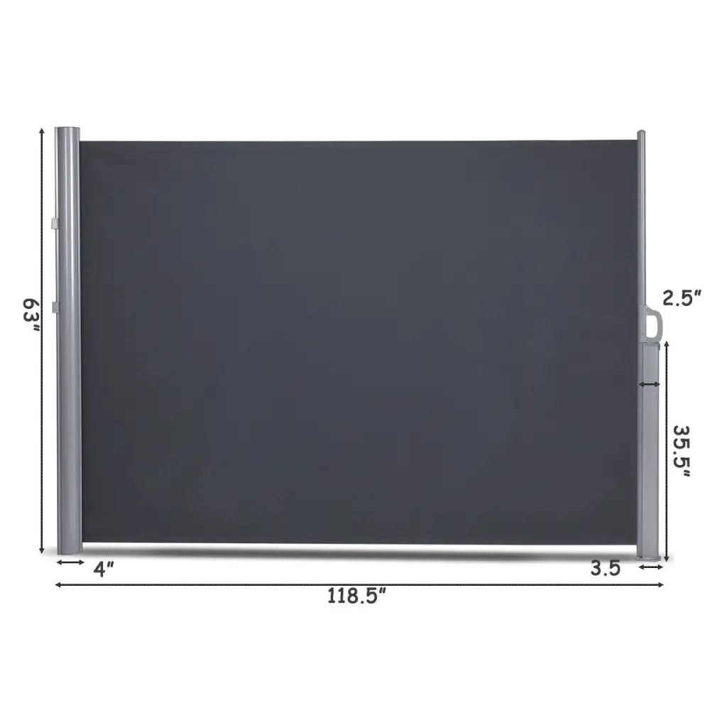 118.5 x 63 Inch Patio Retractable Folding Side Awning Screen Privacy Divider - Gray - Outdoor Shades