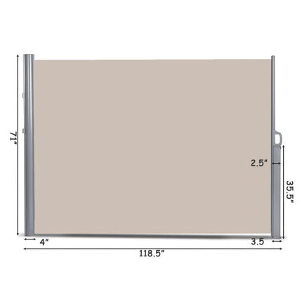 118.5 x 71 Inch Patio Retractable Folding Side Awning Screen - Outdoor Shades