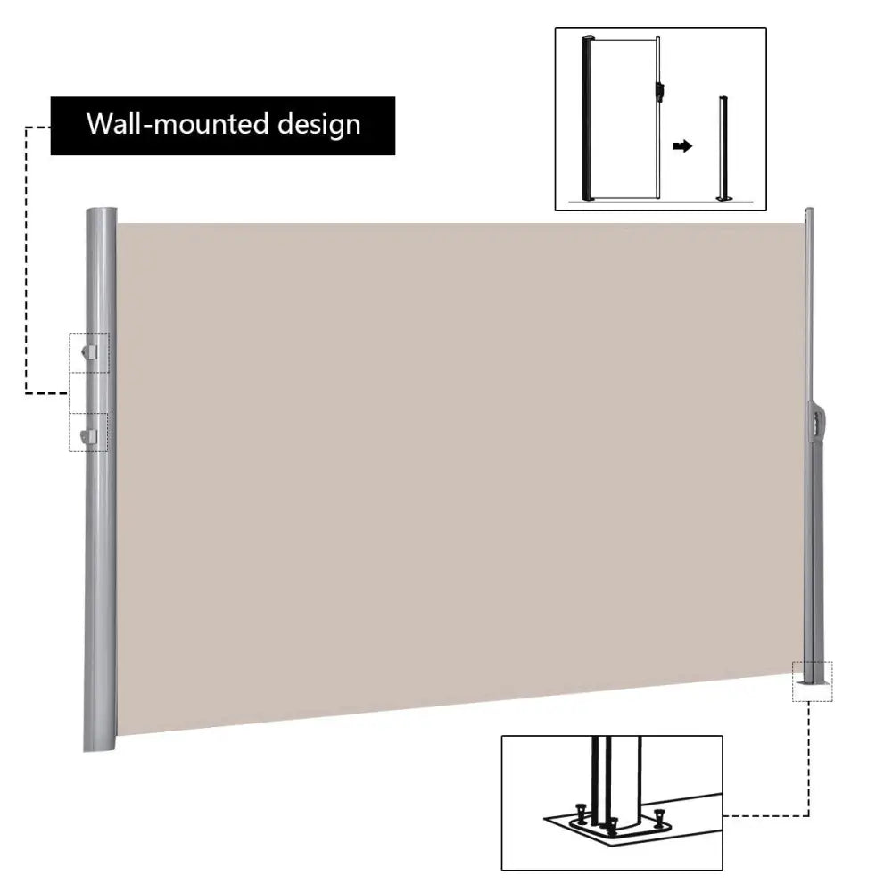 118.5 x 71 Inch Patio Retractable Folding Side Awning Screen - Outdoor Shades