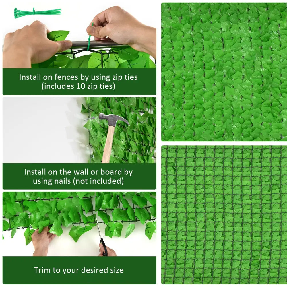 118 x 39 Inch Artificial Ivy Privacy Fence for Fence and Vine Decor - Light Green - Outdoor Privacy Screens