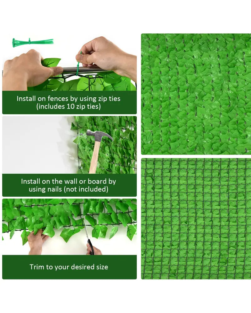 118 x 39 Inch Artificial Ivy Privacy Fence for Fence and Vine Decor - Light Green - Outdoor Privacy Screens