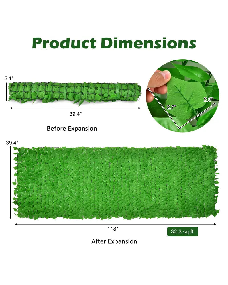 118 x 39 Inch Artificial Ivy Privacy Fence for Fence and Vine Decor - Light Green - Outdoor Privacy Screens
