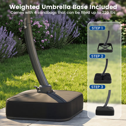 11 FT Cantilever Patio Umbrella with Base with 360° Rotation and Tilt Adjustment-Gray