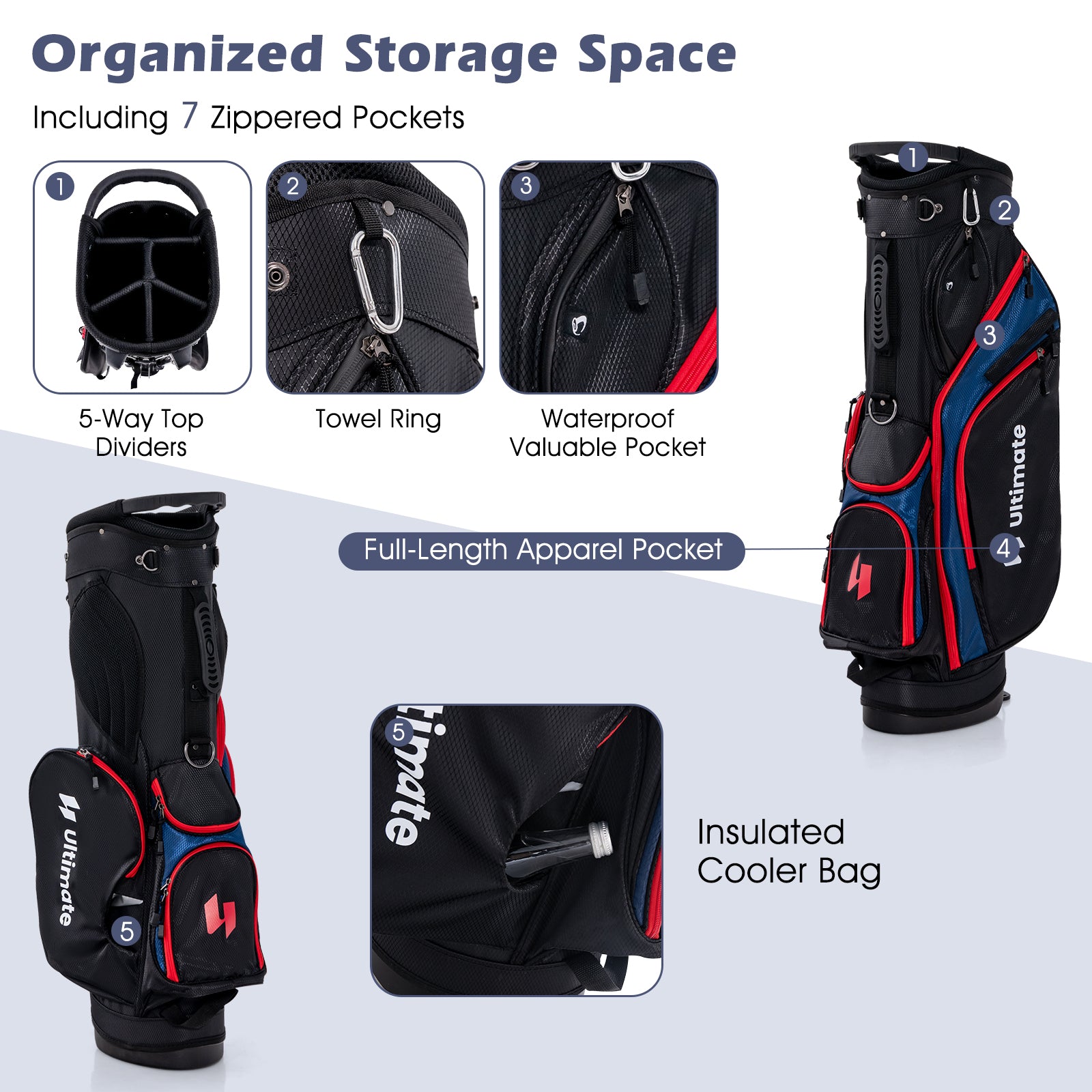 11 Pieces Complete Golf Club Package Set-Blue
