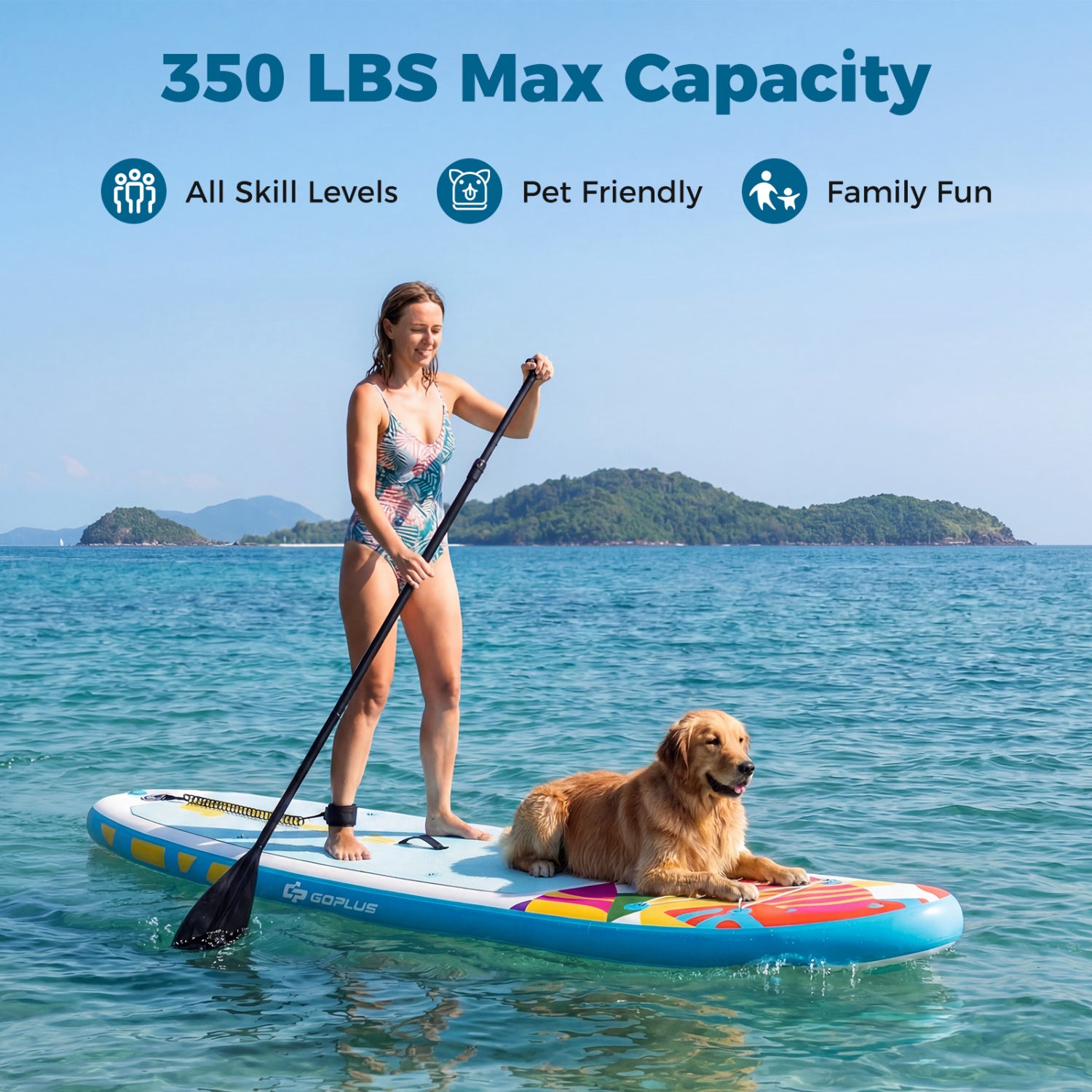 11' Wide Inflatable Stand Up Paddle Board with Backpack for All Skill Levels-Blue