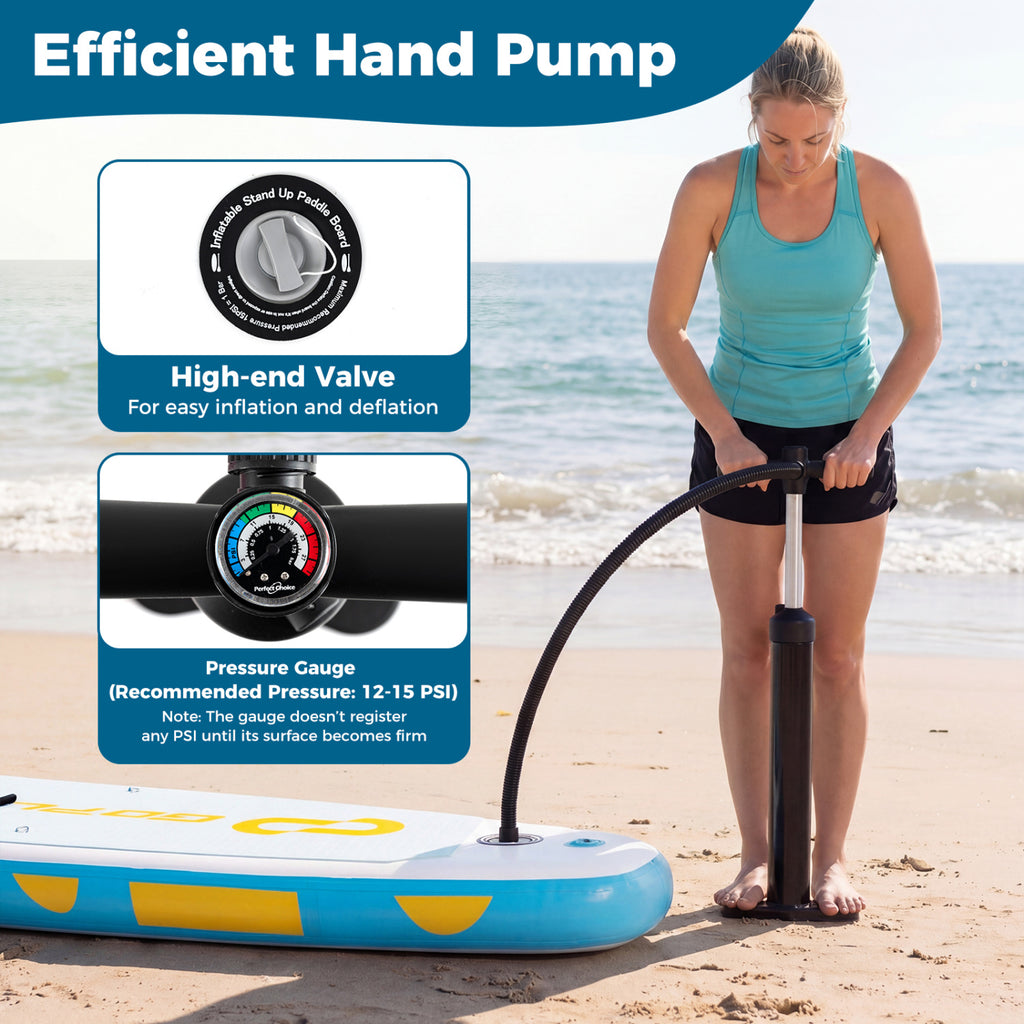 11' Wide Inflatable Stand Up Paddle Board with Backpack for All Skill Levels-Blue