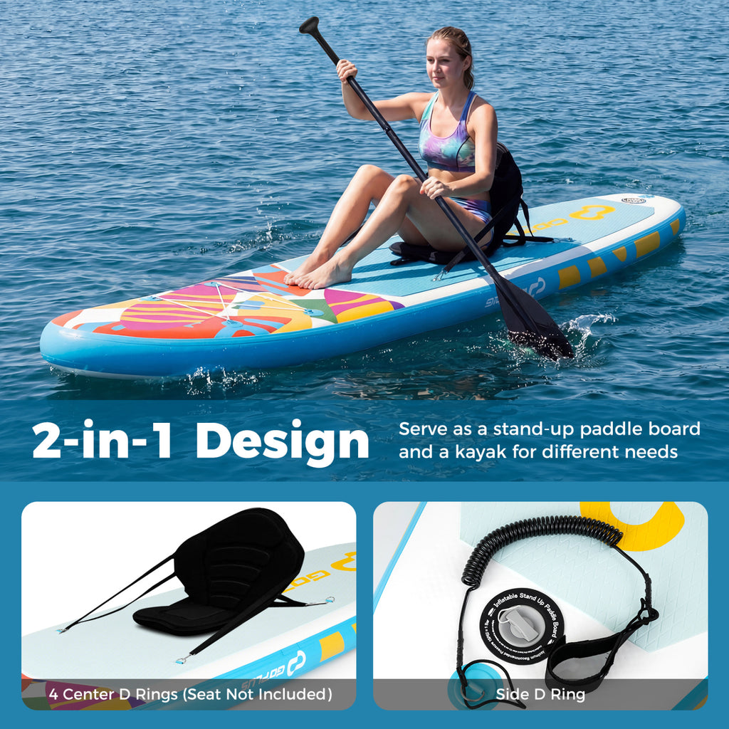 11' Wide Inflatable Stand Up Paddle Board with Backpack for All Skill Levels-Blue