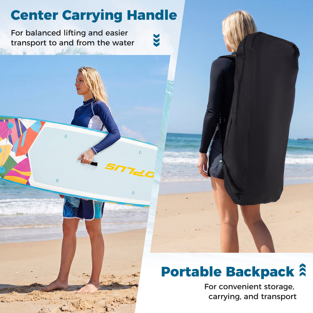 11' Wide Inflatable Stand Up Paddle Board with Backpack for All Skill Levels-Blue