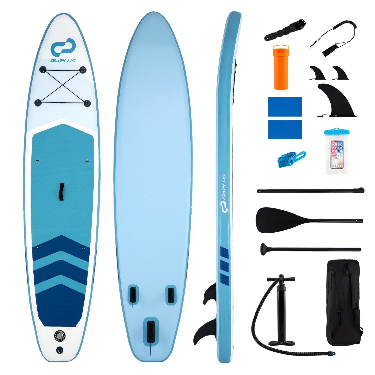 11' Wide Inflatable Stand Up Paddle Board with Backpack for All Skill Levels-Dark Blue