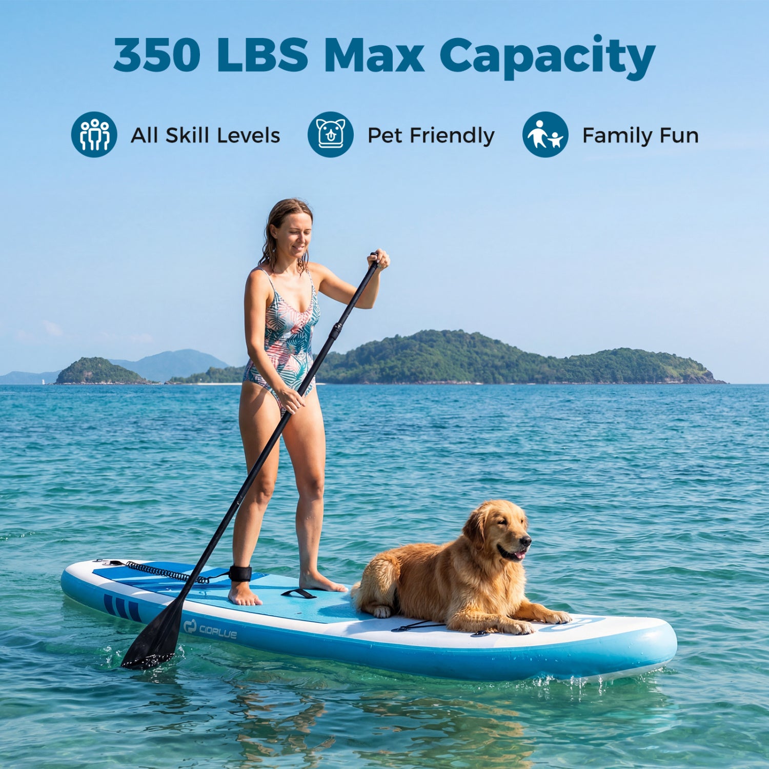 11' Wide Inflatable Stand Up Paddle Board with Backpack for All Skill Levels-Dark Blue