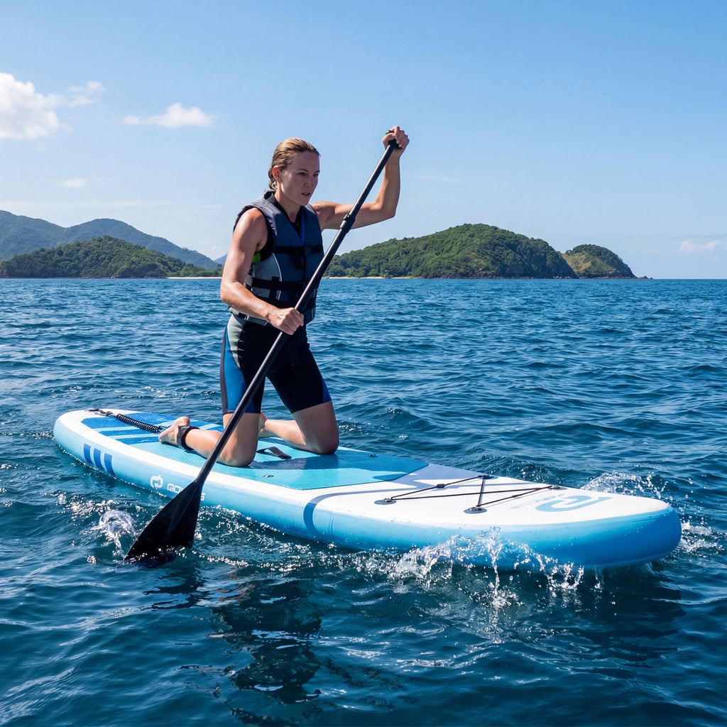 11' Wide Inflatable Stand Up Paddle Board with Backpack for All Skill Levels-Dark Blue