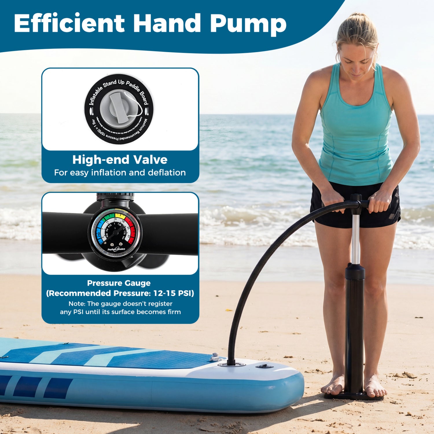 11' Wide Inflatable Stand Up Paddle Board with Backpack for All Skill Levels-Dark Blue