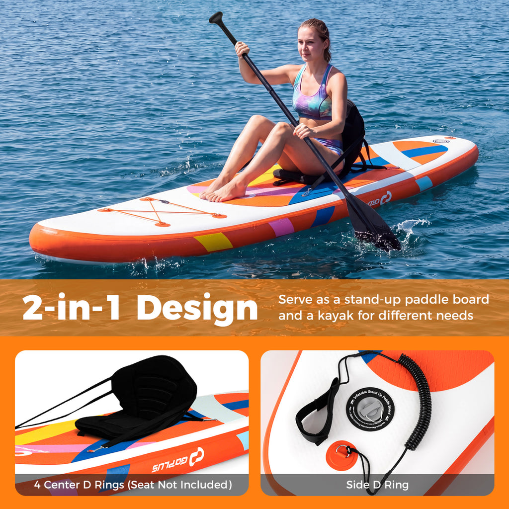 11' Wide Inflatable Stand Up Paddle Board with Backpack for All Skill Levels-Orange