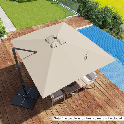 11 x 9 FT Cantilever Patio Umbrella with 360° Rotation and Easy Tilt Adjustment-Beige