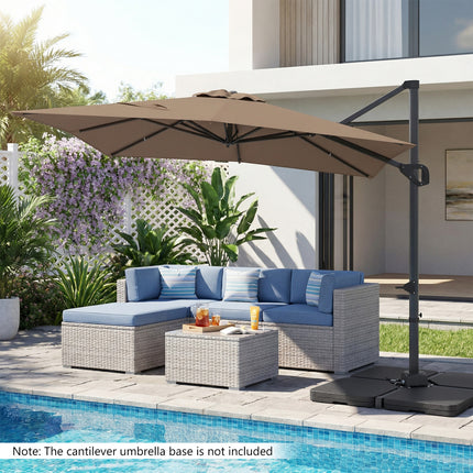 11 x 9 FT Cantilever Patio Umbrella with 360° Rotation and Easy Tilt Adjustment-Brown