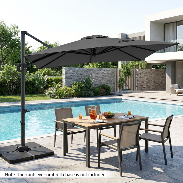 11 x 9 FT Cantilever Patio Umbrella with 360° Rotation and Easy Tilt Adjustment-Gray