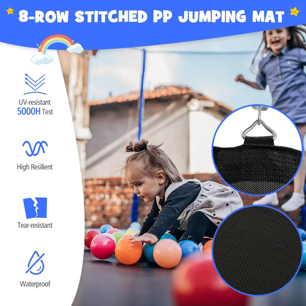 12/14/15/16 Feet Outdoor Recreational Trampoline with Enclosure Net-14 ft - Black - Outdoor Play