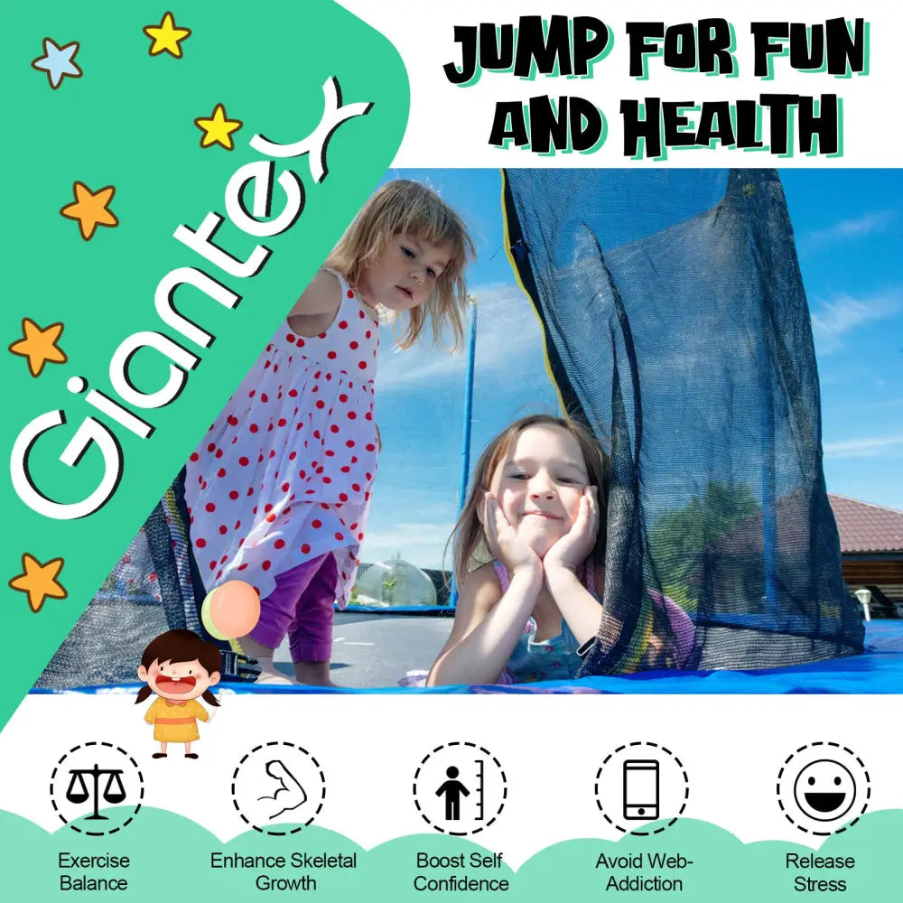 12/14/15/16 Feet Outdoor Recreational Trampoline with Ladder and Enclosure Net-15 ft - Black - Outdoor Play
