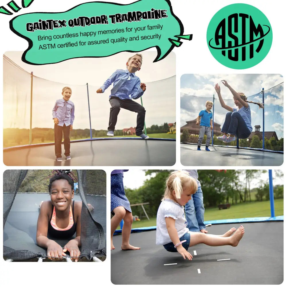 12/14/15/16 Feet Outdoor Recreational Trampoline with Ladder and Enclosure Net-15 ft - Black - Outdoor Play