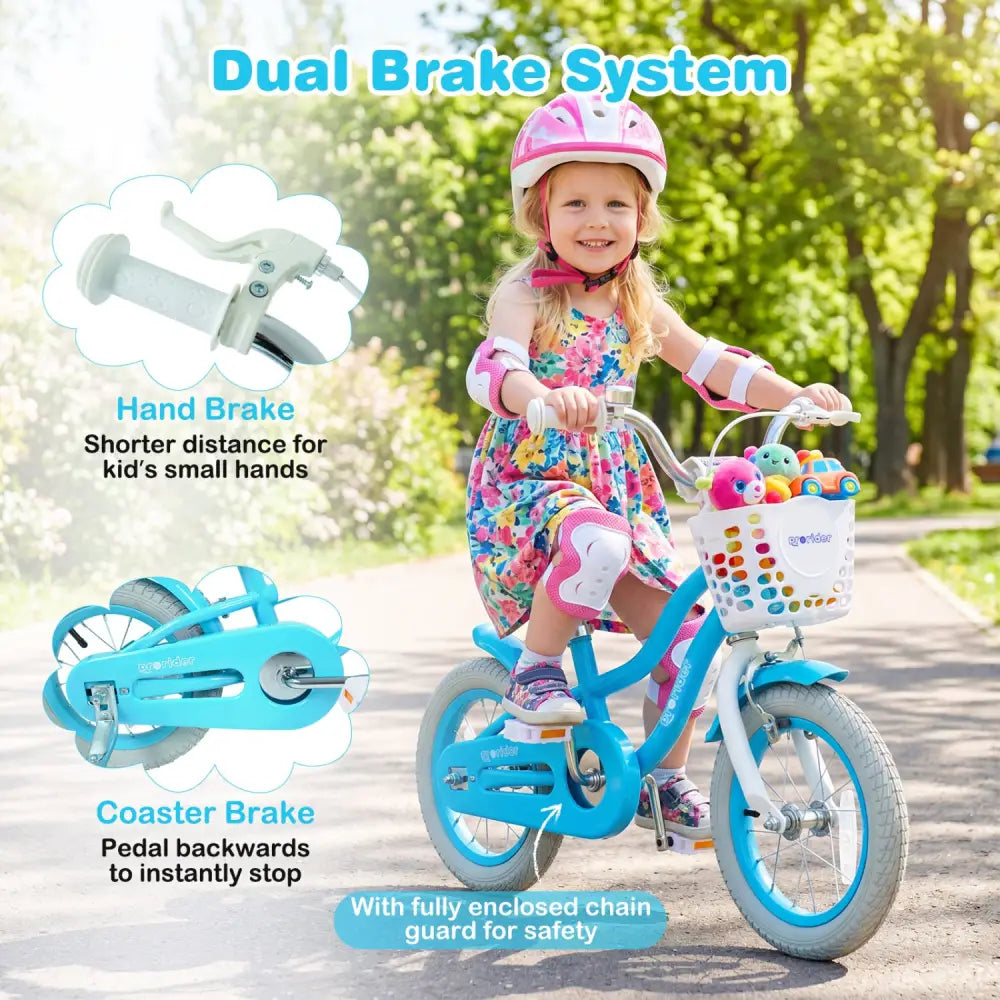 12/14/16/18/20 Inch Kids Bike with Dual Brakes and Adjustable Seat-12 Inch - Blue - Kids Bike