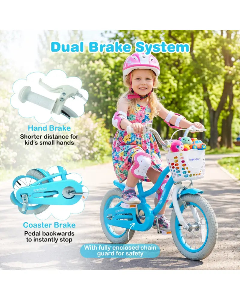 12/14/16/18/20 Inch Kids Bike with Dual Brakes and Adjustable Seat-12 Inch - Blue - Kids Bike
