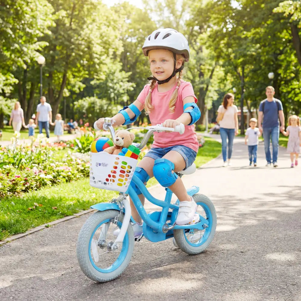 12/14/16/18/20 Inch Kids Bike with Dual Brakes and Adjustable Seat-12 Inch - Blue - Kids Bike