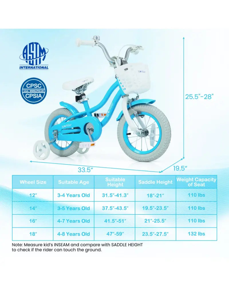 12/14/16/18/20 Inch Kids Bike with Dual Brakes and Adjustable Seat-12 Inch - Blue - Kids Bike