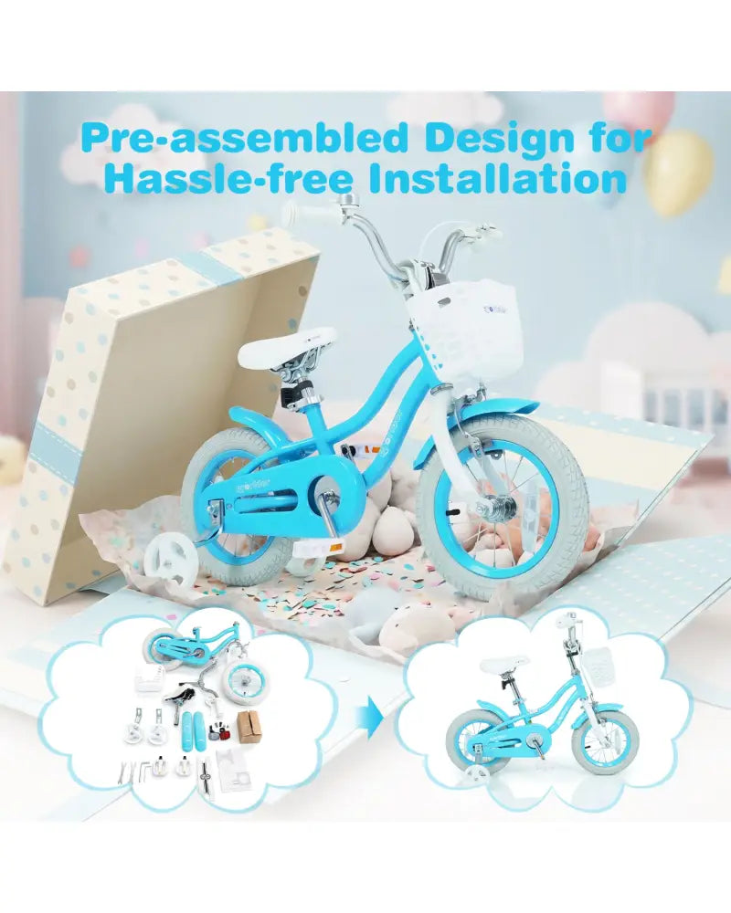 12/14/16/18/20 Inch Kids Bike with Dual Brakes and Adjustable Seat-12 Inch - Blue - Kids Bike