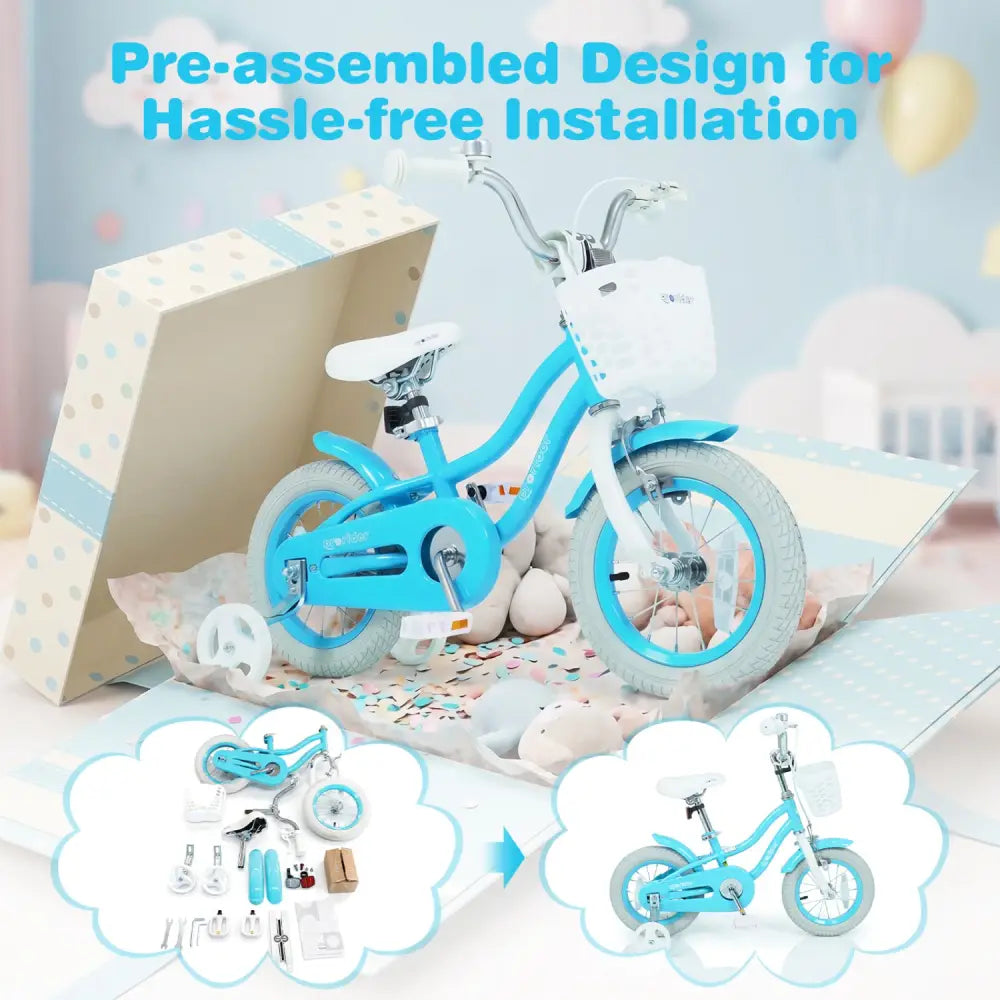 12/14/16/18/20 Inch Kids Bike with Dual Brakes and Adjustable Seat-12 Inch - Blue - Kids Bike