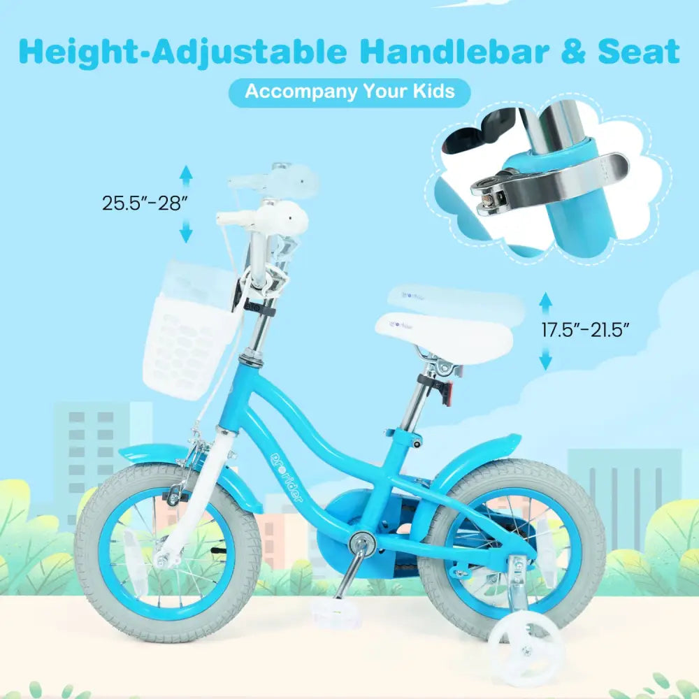 12/14/16/18/20 Inch Kids Bike with Dual Brakes and Adjustable Seat-12 Inch - Blue - Kids Bike