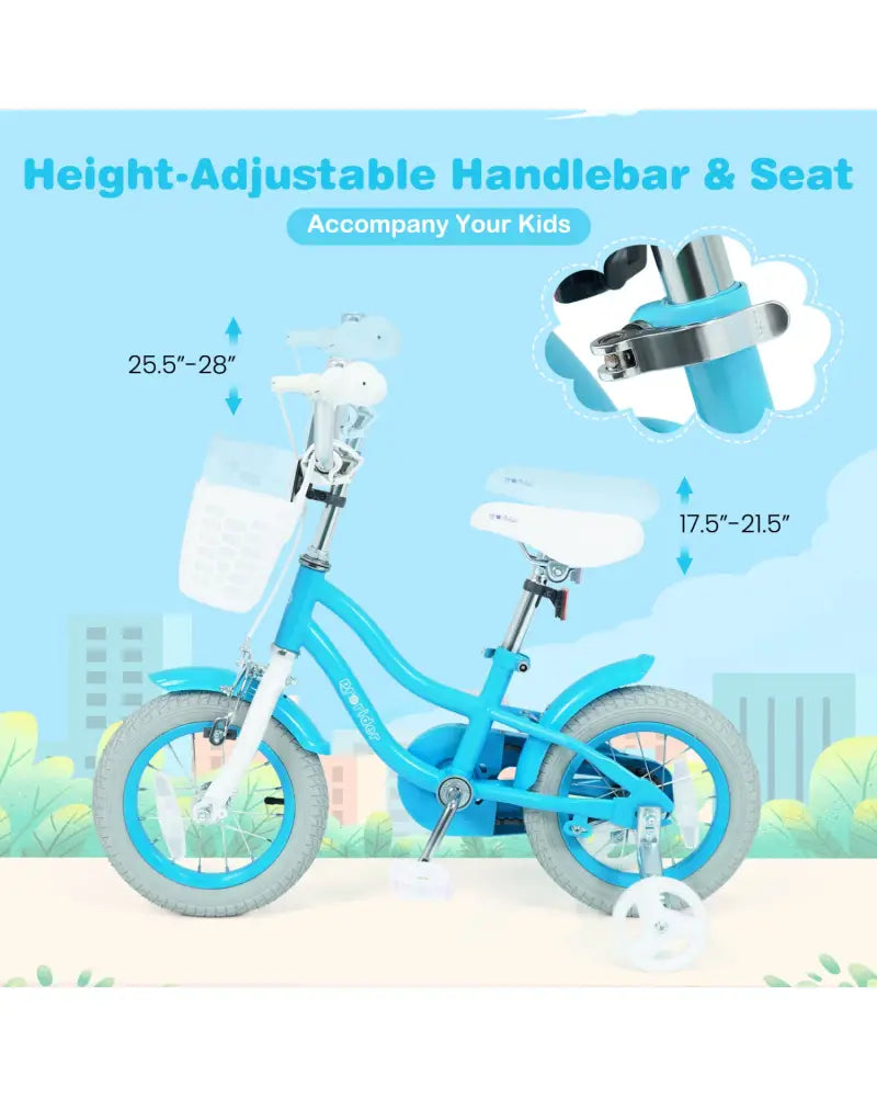 12/14/16/18/20 Inch Kids Bike with Dual Brakes and Adjustable Seat-12 Inch - Blue - Kids Bike