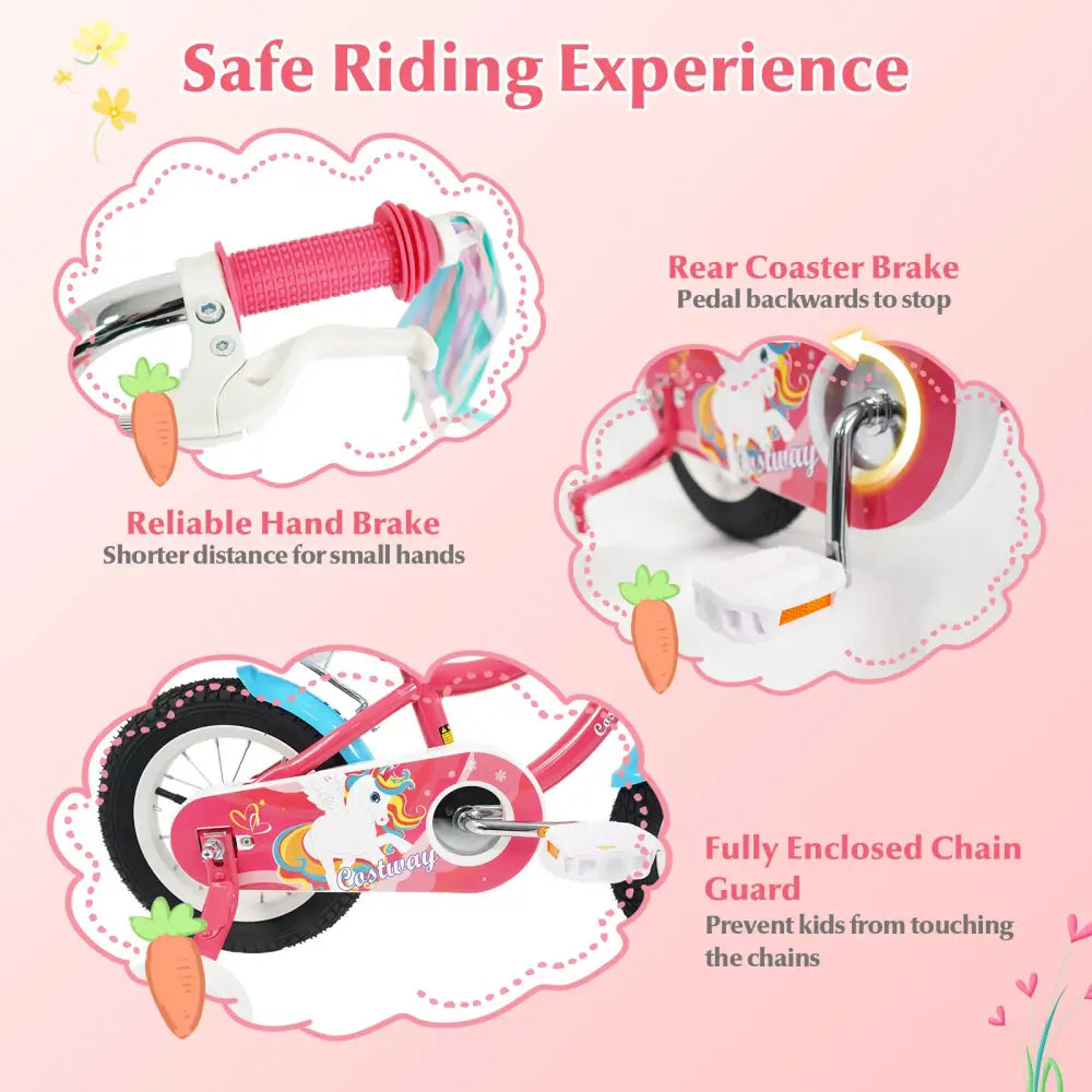 12/14/16/18 Inch Girls Bike for 3-8 Years Old Kids Bike with Doll Seat-12 inches - Pink - Kids Bike