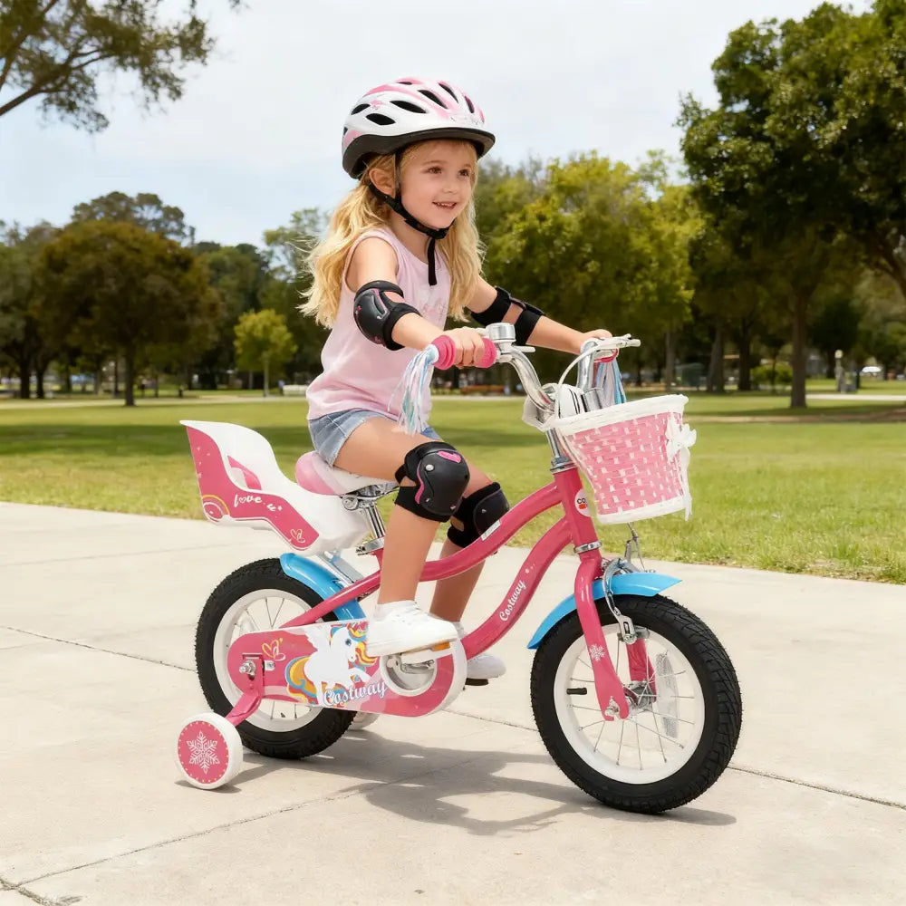 12/14/16/18 Inch Girls Bike for 3-8 Years Old Kids Bike with Doll Seat-12 inches - Pink - Kids Bike
