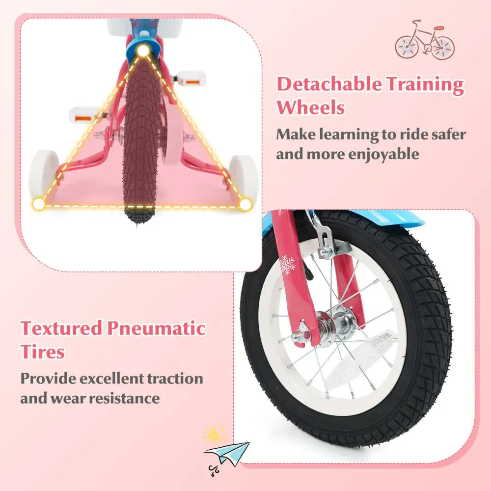 12/14/16/18 Inch Girls Bike for 3-8 Years Old Kids Bike with Doll Seat-12 inches - Pink - Kids Bike