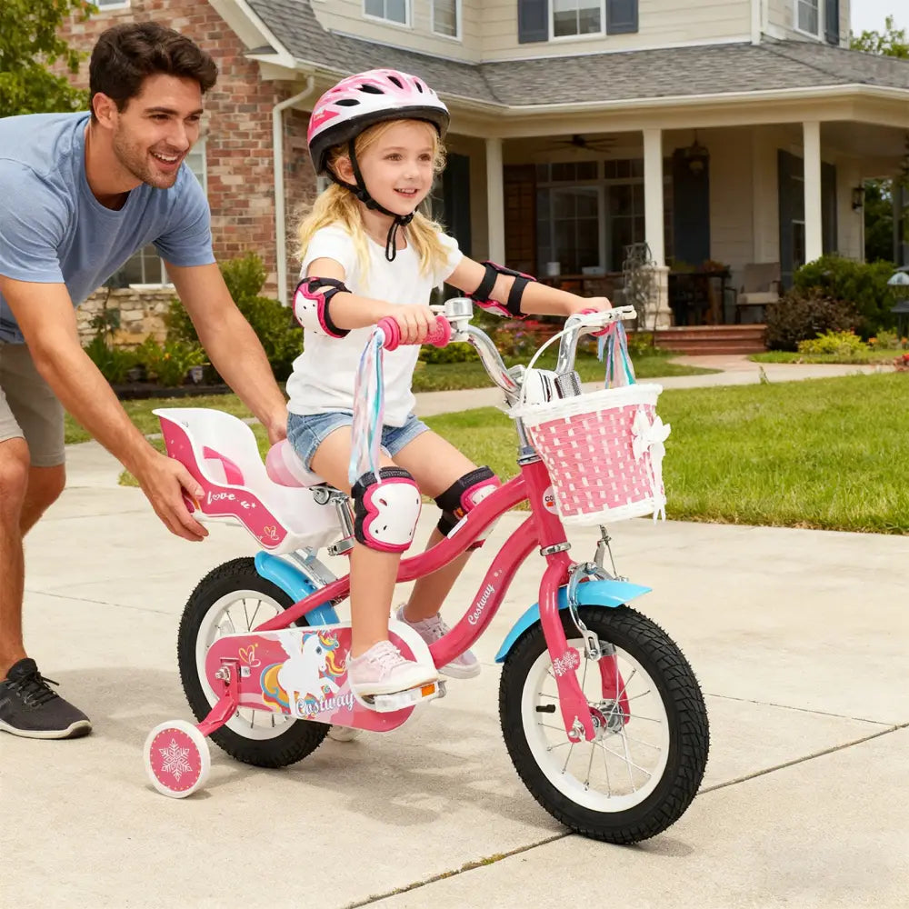 12/14/16/18 Inch Girls Bike for 3-8 Years Old Kids Bike with Doll Seat-12 inches - Pink - Kids Bike