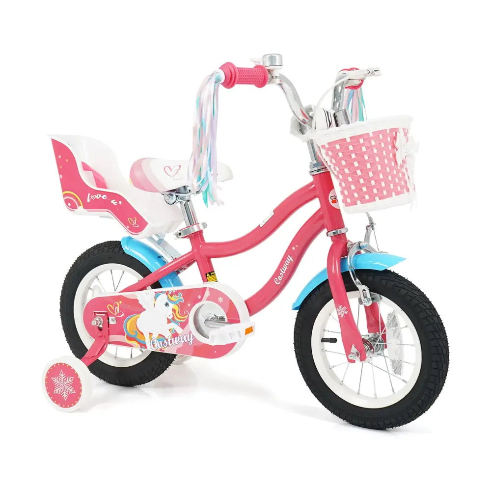12/14/16/18 Inch Girls Bike for 3-8 Years Old Kids Bike with Doll Seat-12 inches - Pink - Kids Bike