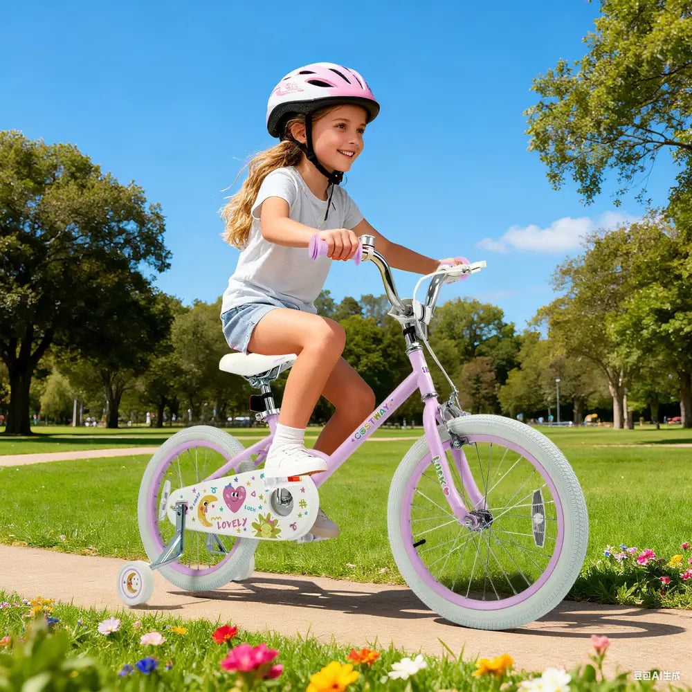 12/14/16/18 Inch Kids Bike Adjustable for 3-8 Years Old Children Purple - Stars & Moon-18 inches - Purple - Kids Bike