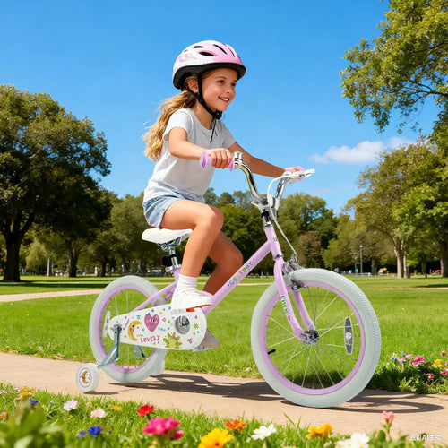 12/14/16/18 Inch Kids Bike Adjustable for 3-8 Years Old Children Purple - Stars & Moon-18 inches - Purple - Kids Bike