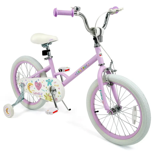 12/14/16/18 Inch Kids Bike Adjustable for 3 - 8 Years Old Children Purple - Stars & Moon - 18 inches - Oasis Home Essentials