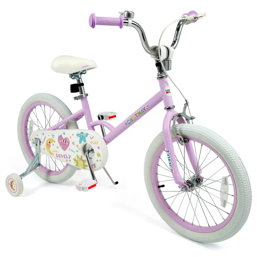 12/14/16/18 Inch Kids Bike Adjustable for 3-8 Years Old Children Purple - Stars & Moon-18 inches - Purple - Kids Bike