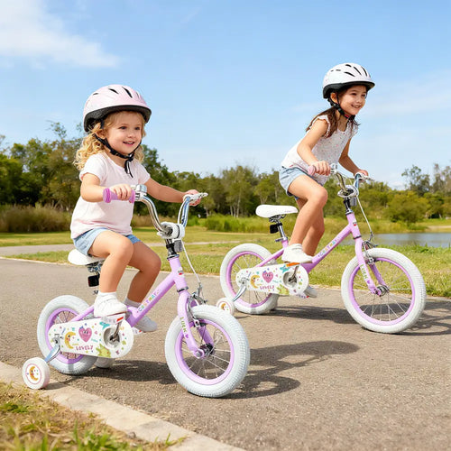 12/14/16/18 Inch Kids Bike Adjustable for 3-8 Years Old Children Purple - Stars & Moon-16 inch - Purple - Kids Bike