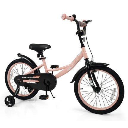 12/14/16/18 Inch Kids Bike Adjustable with Removable Training Wheels Pink for 3-8 Years Old-18 inches - Pink - Kids Bike