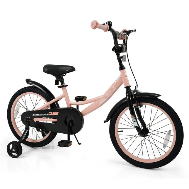 12/14/16/18 Inch Kids Bike Adjustable with Removable Training Wheels Pink for 3-8 Years Old-18 inches - Pink - Kids Bike