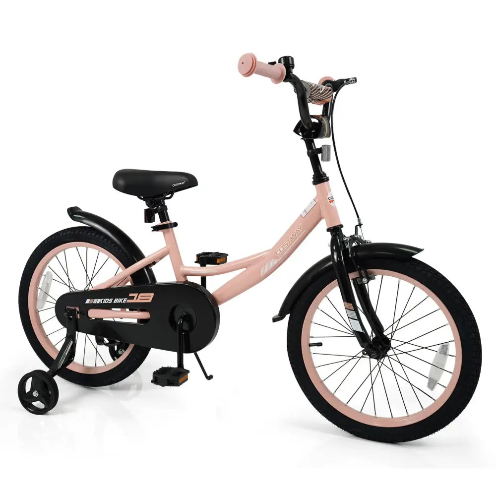 12/14/16/18 Inch Kids Bike Adjustable with Removable Training Wheels Pink for 3-8 Years Old-18 inches - Pink - Kids Bike