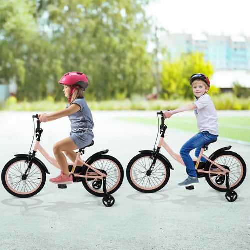 12/14/16/18 Inch Kids Bike Adjustable with Removable Training Wheels Pink for 3-8 Years Old-18 inches - Pink - Kids Bike